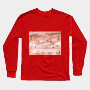 Watercolor landscape, nature. Art decoration, sketch. Illustration hand drawn modern Long Sleeve T-Shirt